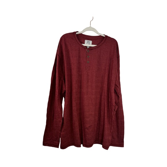 PX Clothing Other - PX Clothing Men’s Long Sleeve Burgundy  Henley Tshirt Size XXL